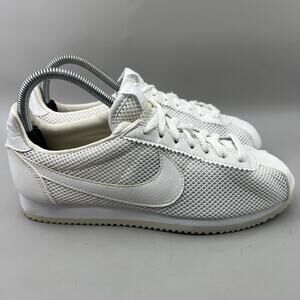 Nike Classic Cortez Premium Sneakers Women Size 9 White Mesh Comfort Low Shoes